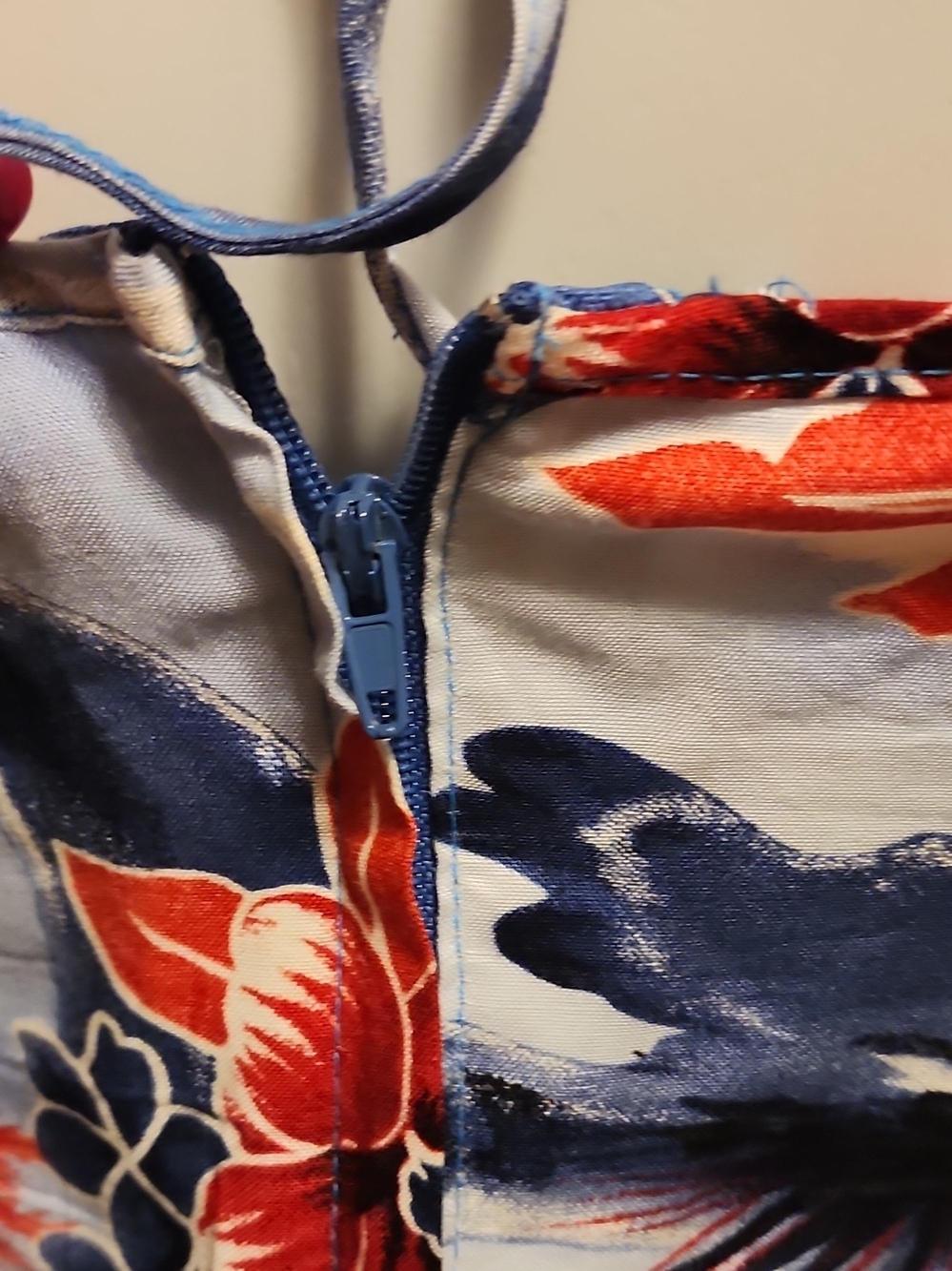Red & Blue Floral Halter Mini Dress - Picture 4 of 5